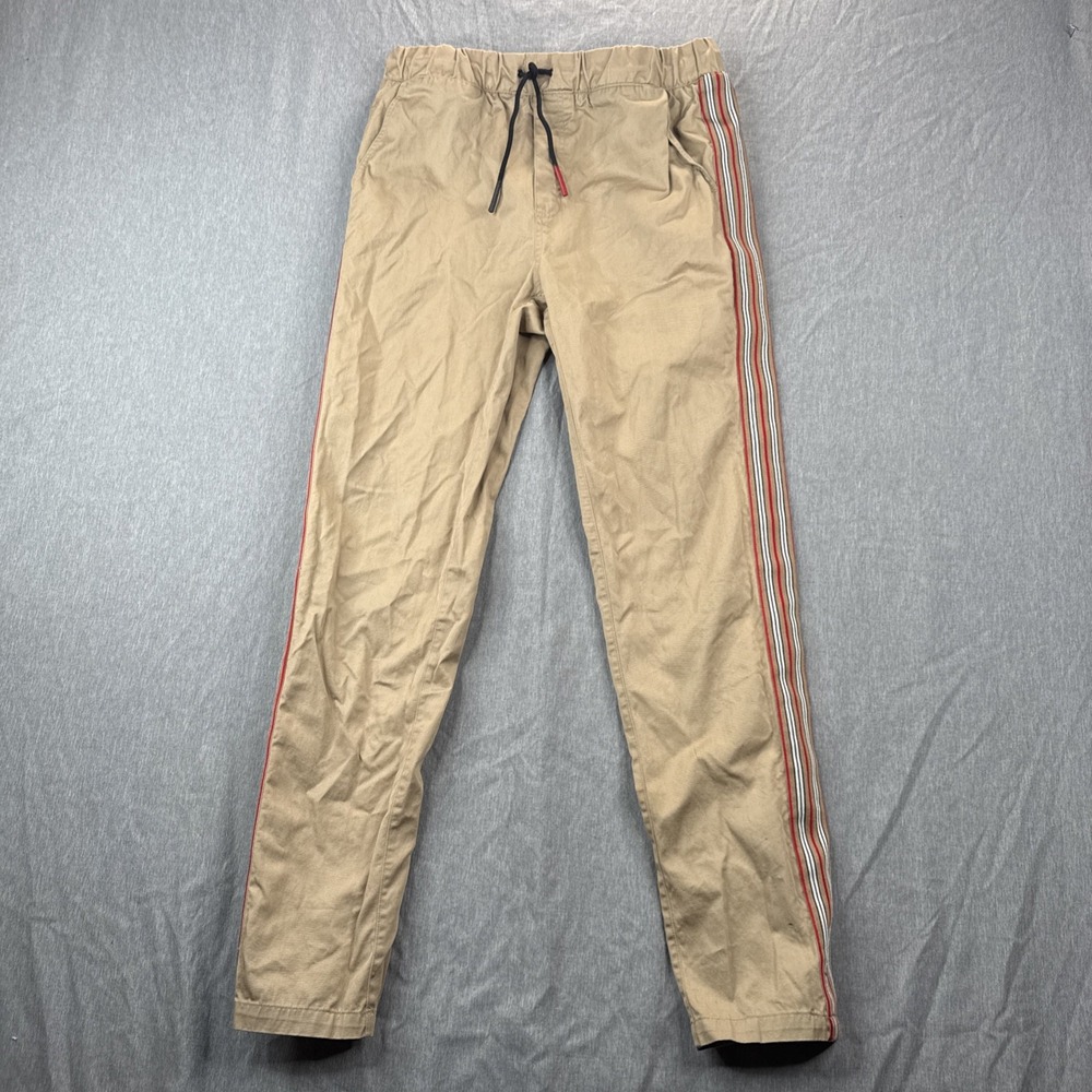 Burberry London England Kids Side Stripe Joggers Size 14Y Beige Khaki 164 Cm